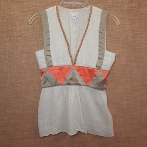 Anthro Embellished Silk Cotton Top